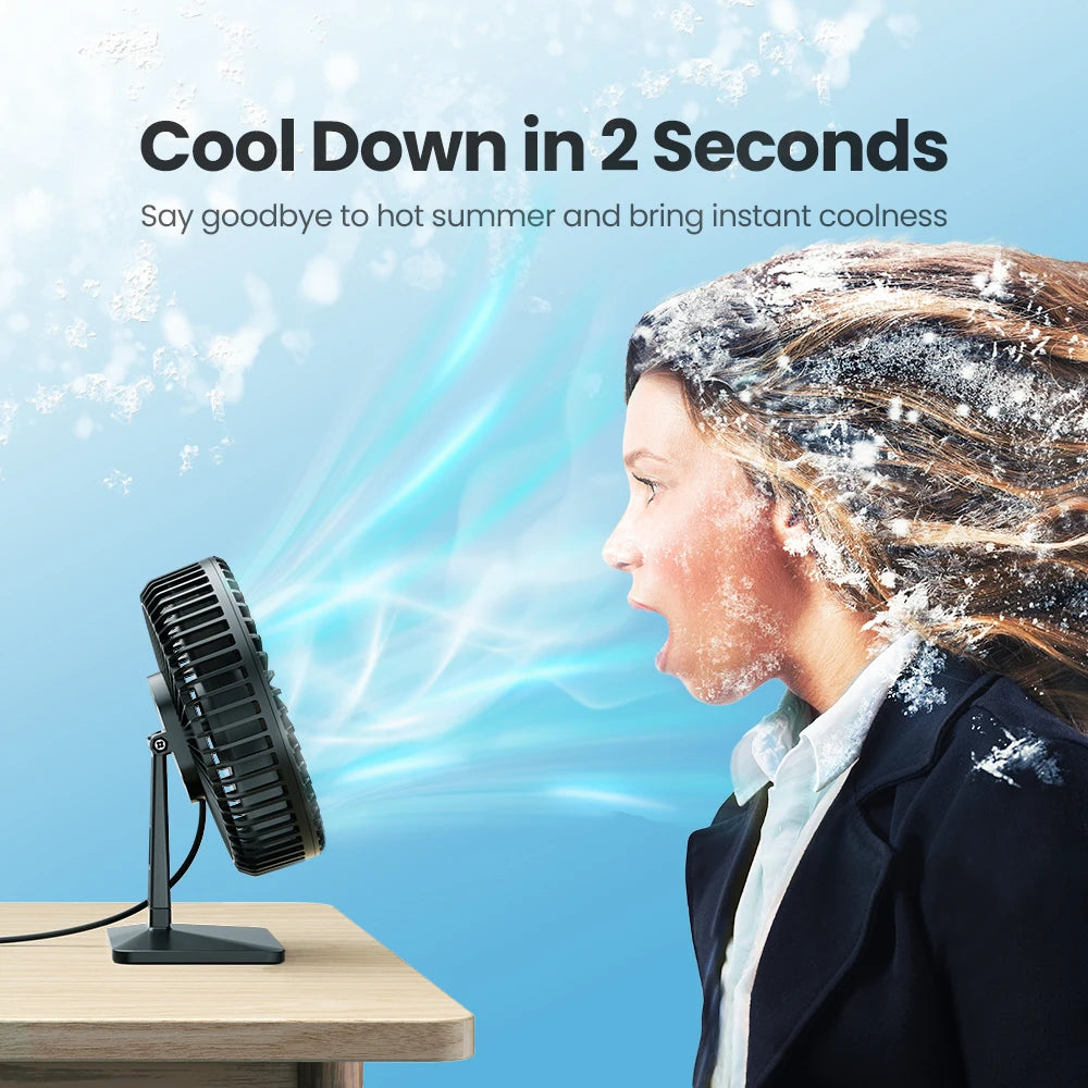 GAIATOP Portable USB Desk Fan – 90° Tilt, 3 Speeds, Ultra Quiet