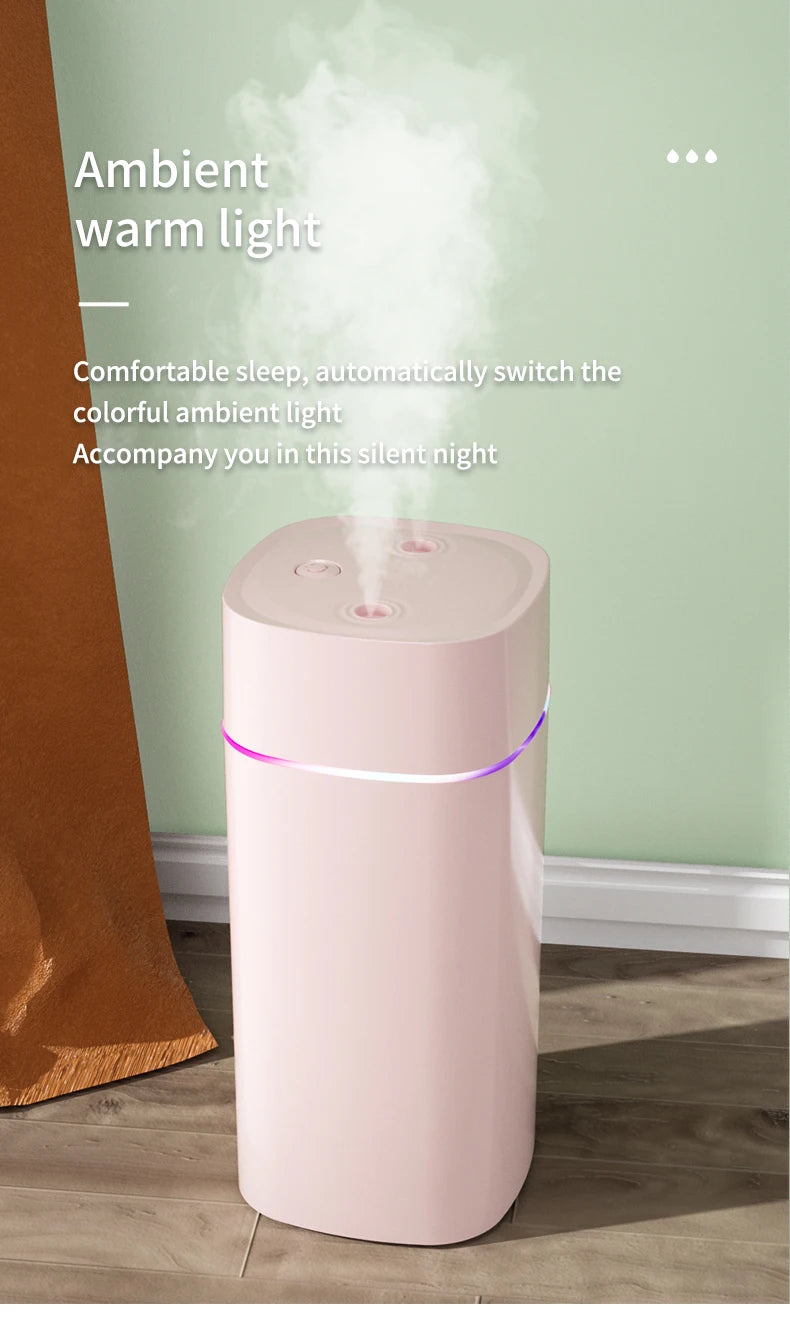 Creative Dual Nozzle Desktop Humidifier – USB, 7 Colour Ambient Light, Aromatherapy