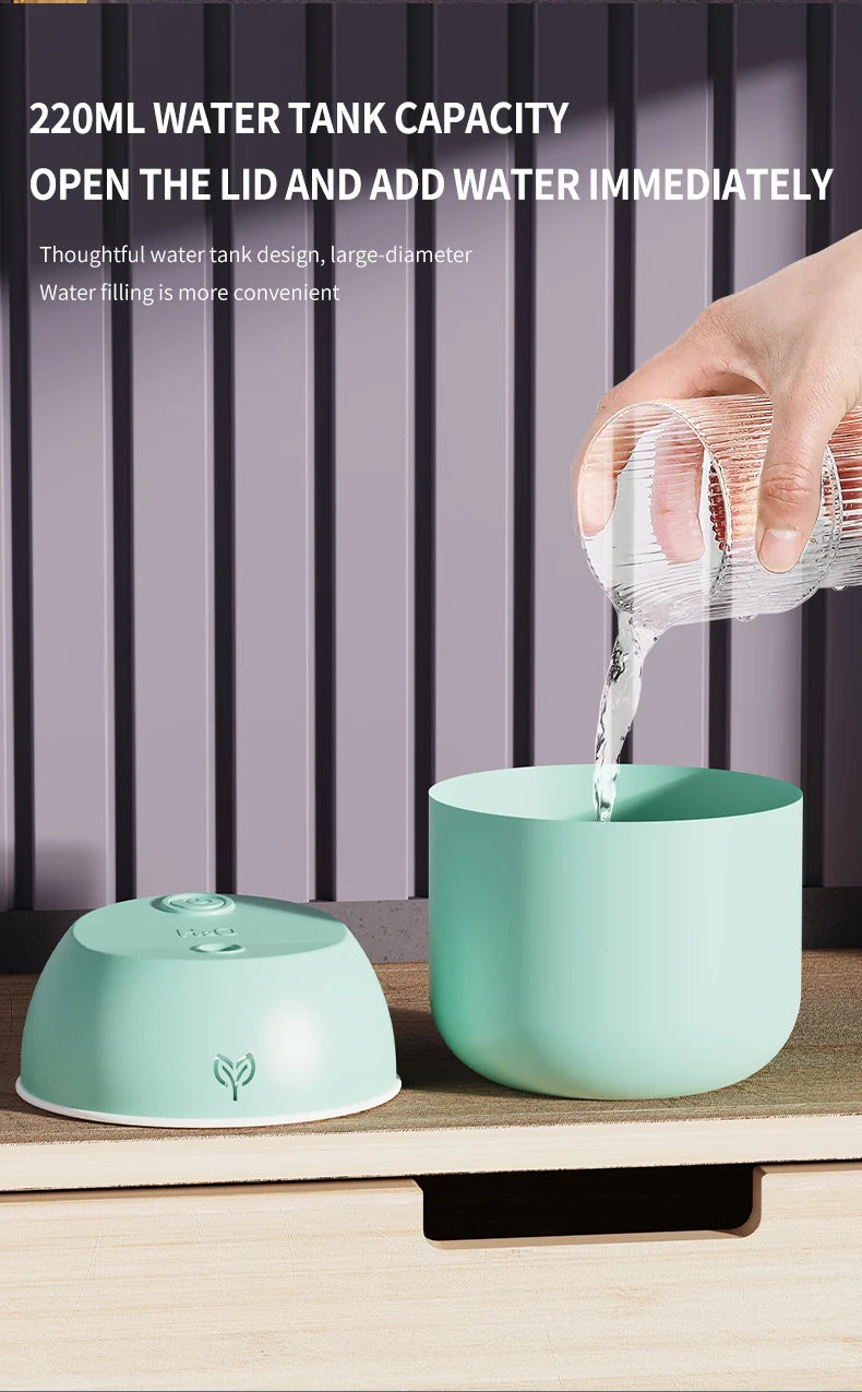 220ml USB Air Humidifier – Big Fog, Smart Desktop, Aromatherapy