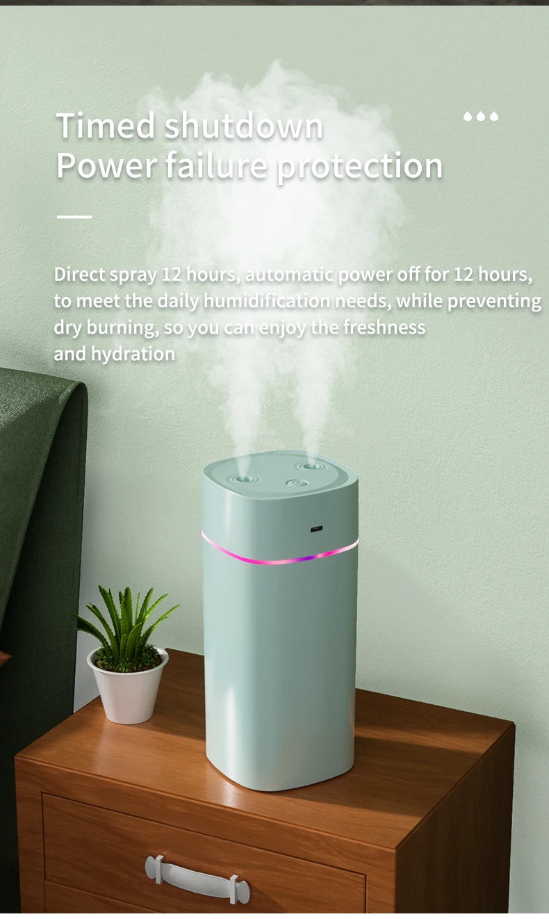 Creative Dual Nozzle Desktop Humidifier – USB, 7 Colour Ambient Light, Aromatherapy