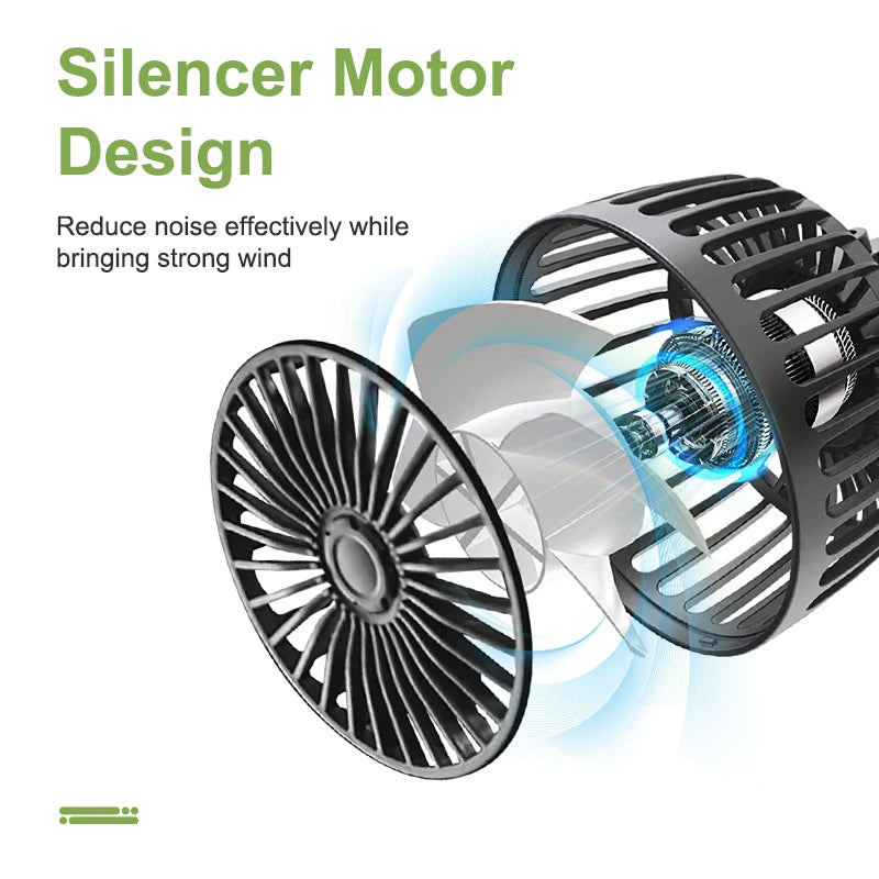 Car Seat Cooling Fan – 360° Dual Head USB