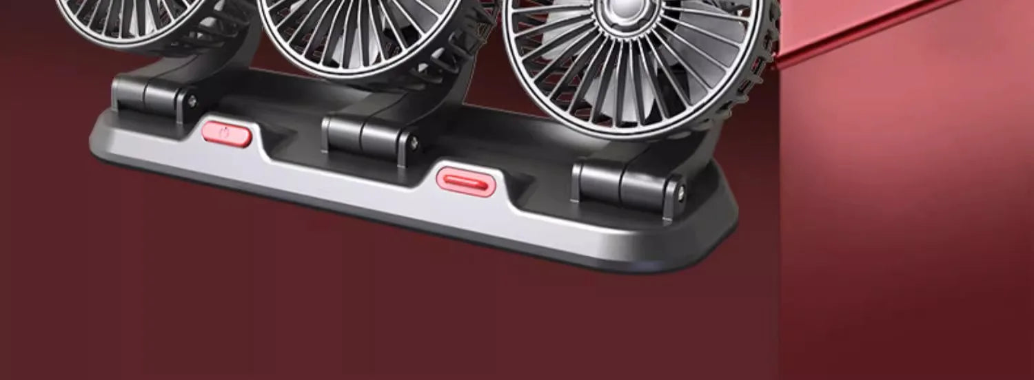 3-Head Car Fan – 360° Adjustable, USB/12V/24V, 2 Speeds
