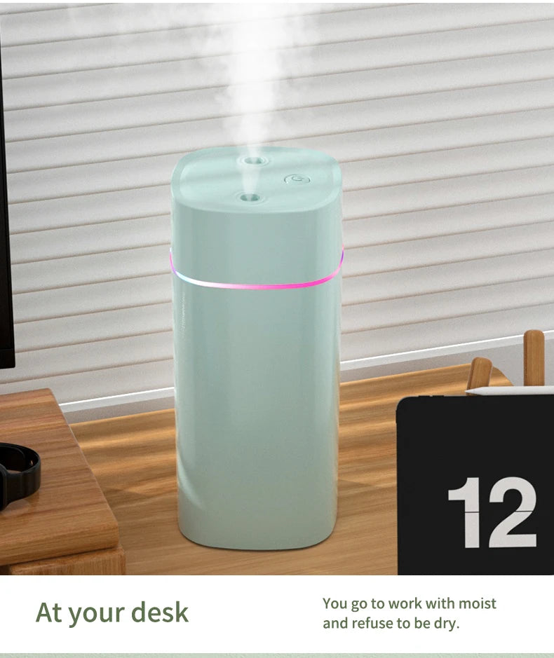 Creative Dual Nozzle Desktop Humidifier – USB, 7 Colour Ambient Light, Aromatherapy