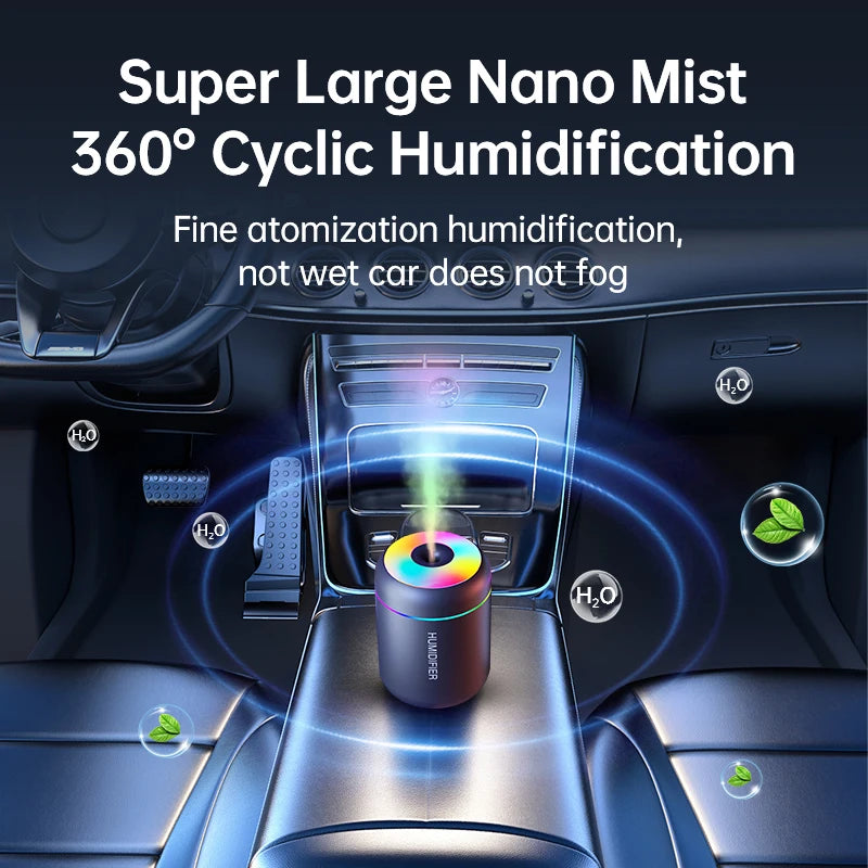 180ml Mini USB Air Humidifier & Aroma Diffuser – Essential Oil, LED Lights, for Car & Home