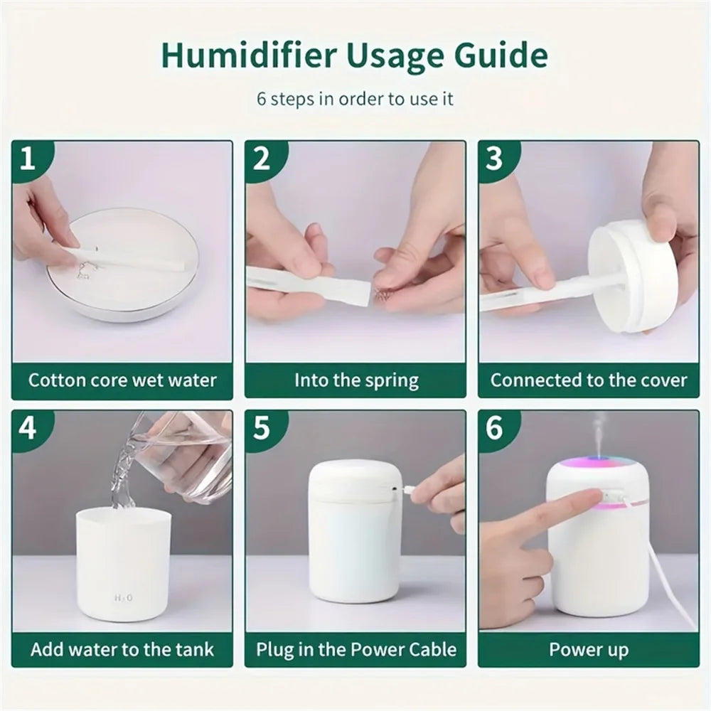 Car Humidifier with Colourful LED – Aromatherapy, Silent Ultrasonic, for Car & Bedroom