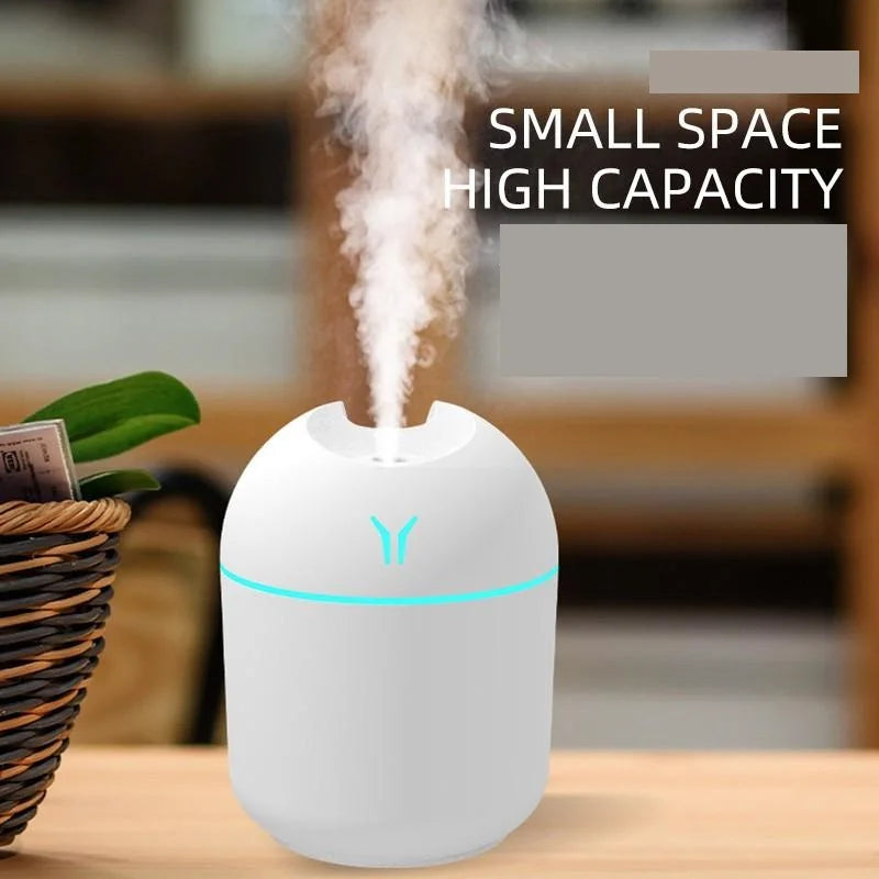 250ml USB Mini Air Humidifier & Aroma Diffuser – Ultrasonic, LED Colour Lamp, for Home & Car