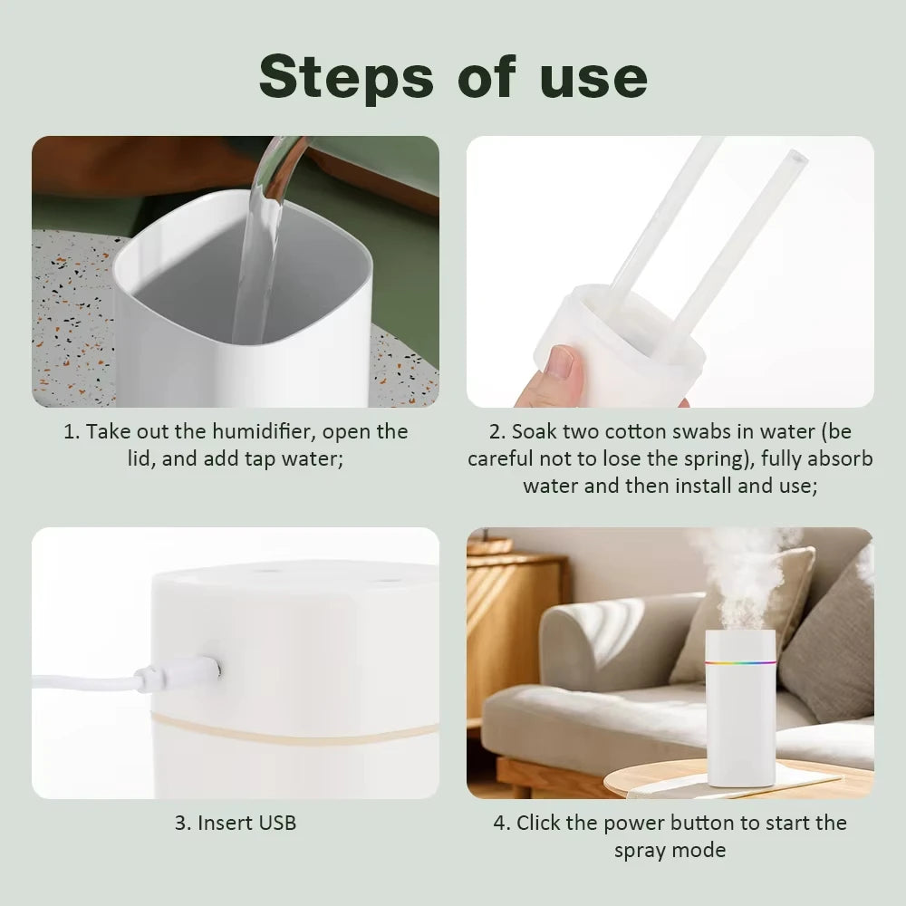 Creative Dual Nozzle Desktop Humidifier – USB, 7 Colour Ambient Light, Aromatherapy