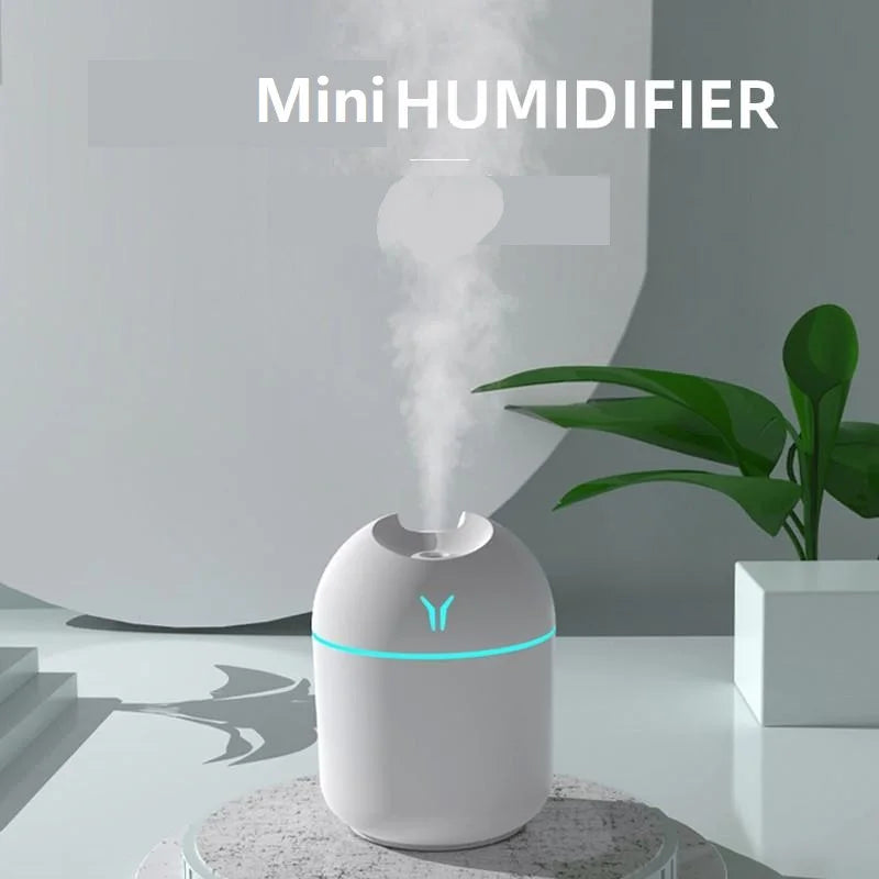 250ml USB Mini Air Humidifier & Aroma Diffuser – Ultrasonic, LED Colour Lamp, for Home & Car