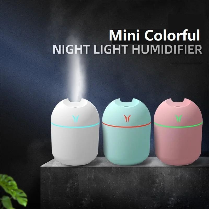 250ml USB Mini Air Humidifier & Aroma Diffuser – Ultrasonic, LED Colour Lamp, for Home & Car