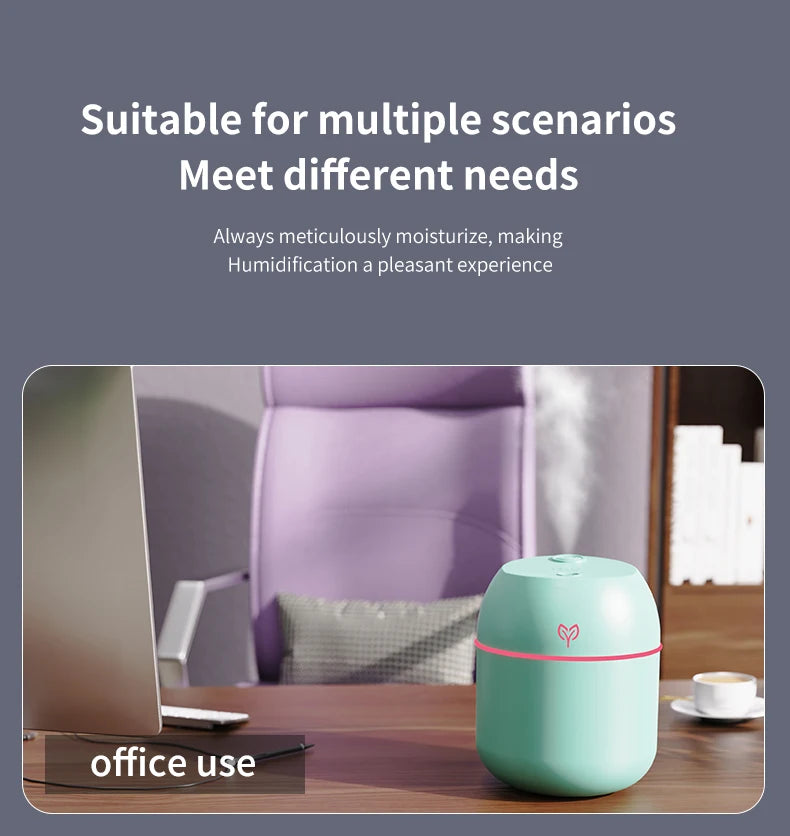 220ml USB Air Humidifier – Big Fog, Smart Desktop, Aromatherapy