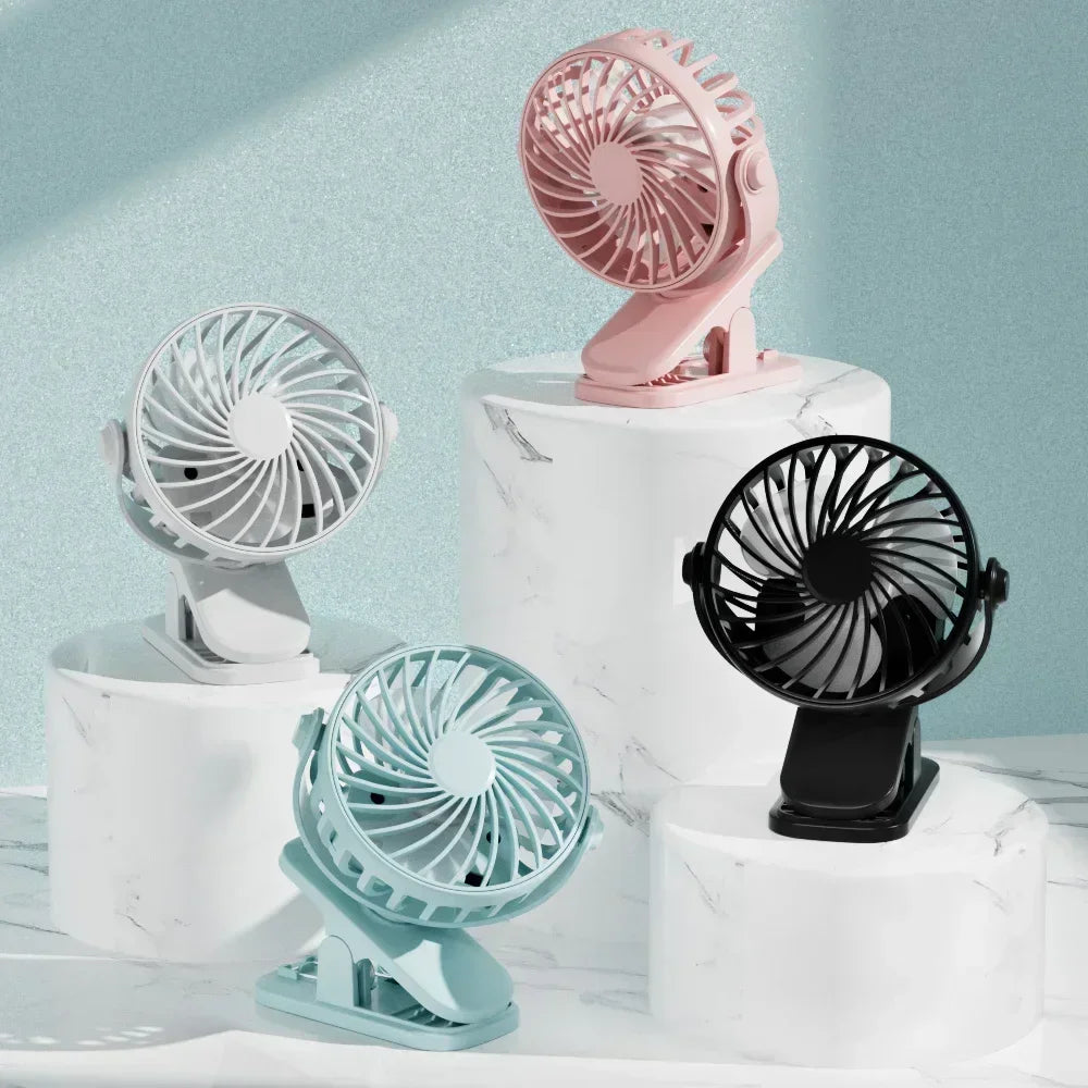 Portable Clip on Fan USB Desk Fan 3 Speeds Quiet Wind Rotate Personal Electric Fan Standing Fans For Office Student Deskto