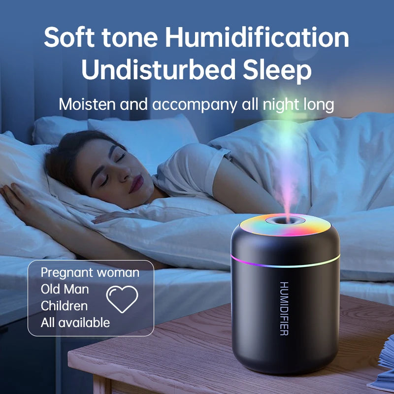 180ml Mini USB Air Humidifier & Aroma Diffuser – Essential Oil, LED Lights, for Car & Home