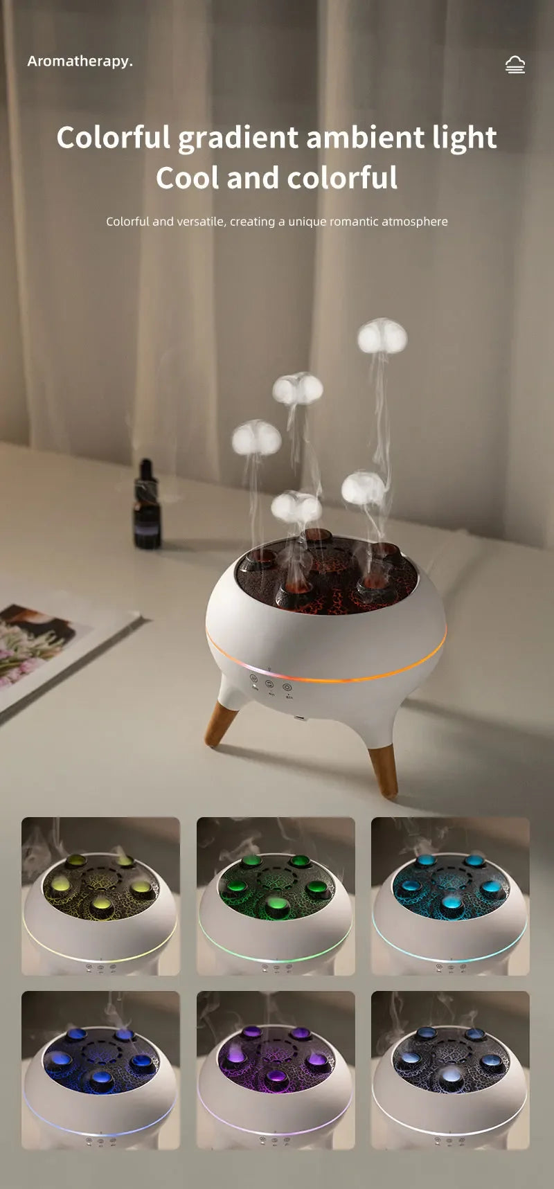 Dynamic Jellyfish Air Humidifier – 250ml, Remote Control, 7 LED Colours