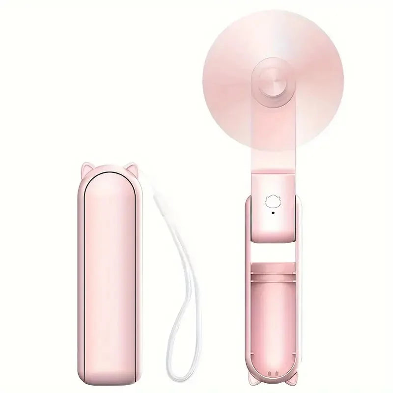 Foldable Handheld Mini Fan – USB Rechargeable, 3 Speeds, for Women, Travel & Outdoor