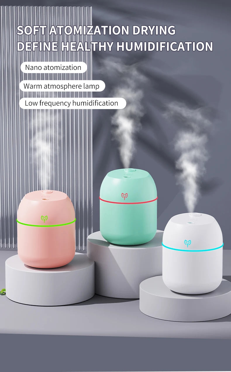220ml USB Air Humidifier – Big Fog, Smart Desktop, Aromatherapy