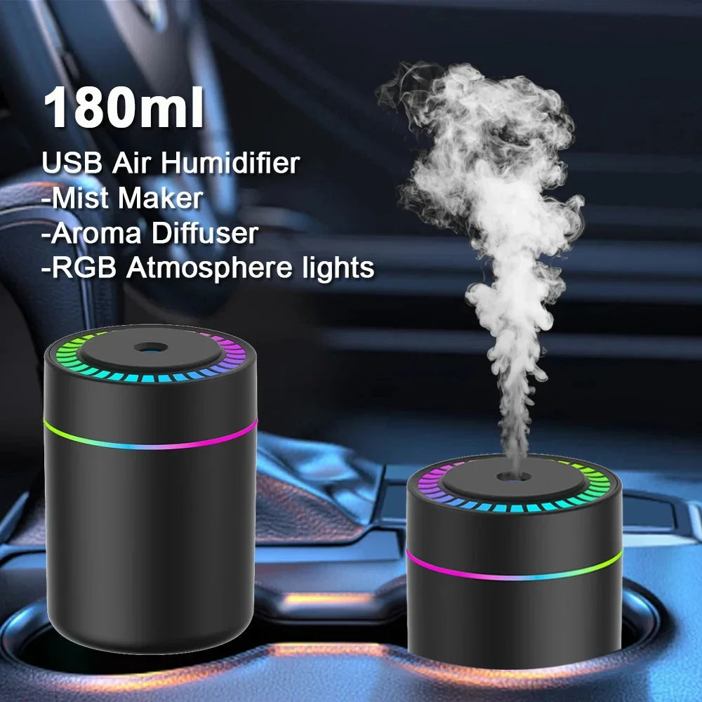 Mini USB Electric Air Humidifier & Aroma Diffuser – Essential Oil Purifier with LED Lights