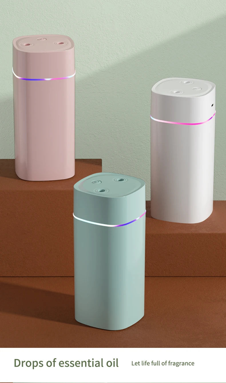 Creative Dual Nozzle Desktop Humidifier – USB, 7 Colour Ambient Light, Aromatherapy