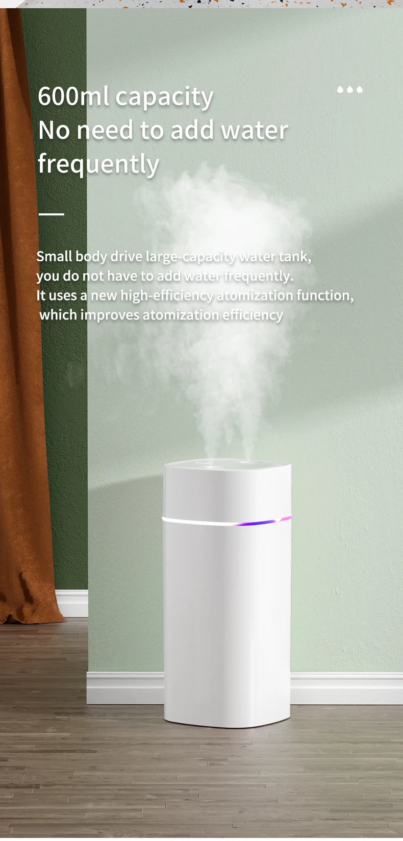 Creative Dual Nozzle Desktop Humidifier – USB, 7 Colour Ambient Light, Aromatherapy