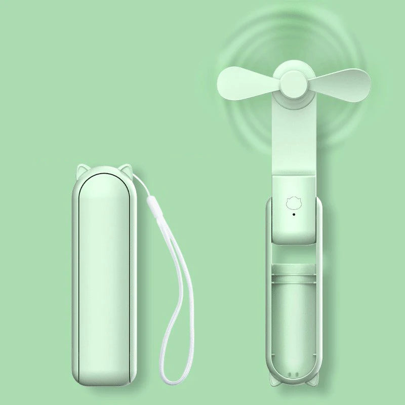 Foldable Handheld Mini Fan – USB Rechargeable, 3 Speeds, for Women, Travel & Outdoor