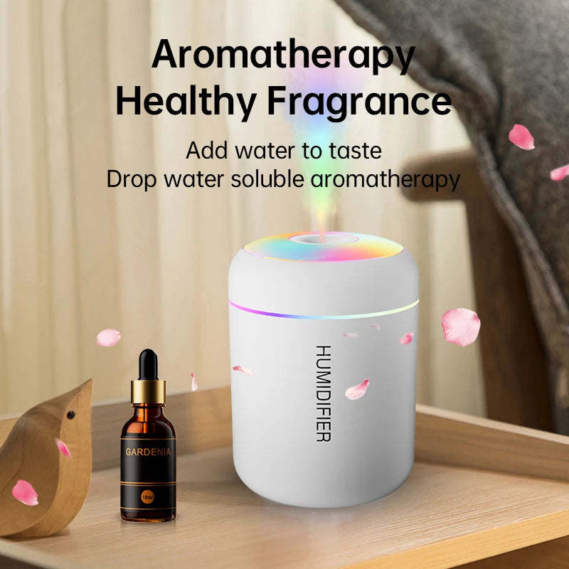 180ml Mini USB Air Humidifier & Aroma Diffuser – Essential Oil, LED Lights, for Car & Home
