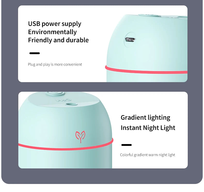 220ml USB Air Humidifier – Big Fog, Smart Desktop, Aromatherapy