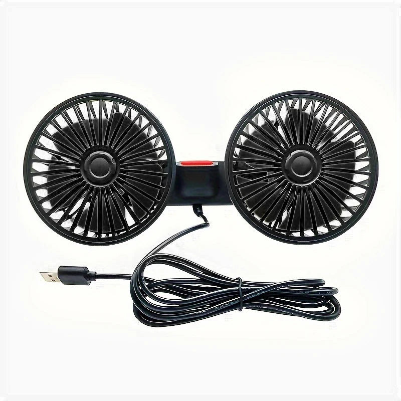 Car Seat Cooling Fan – 360° Dual Head USB