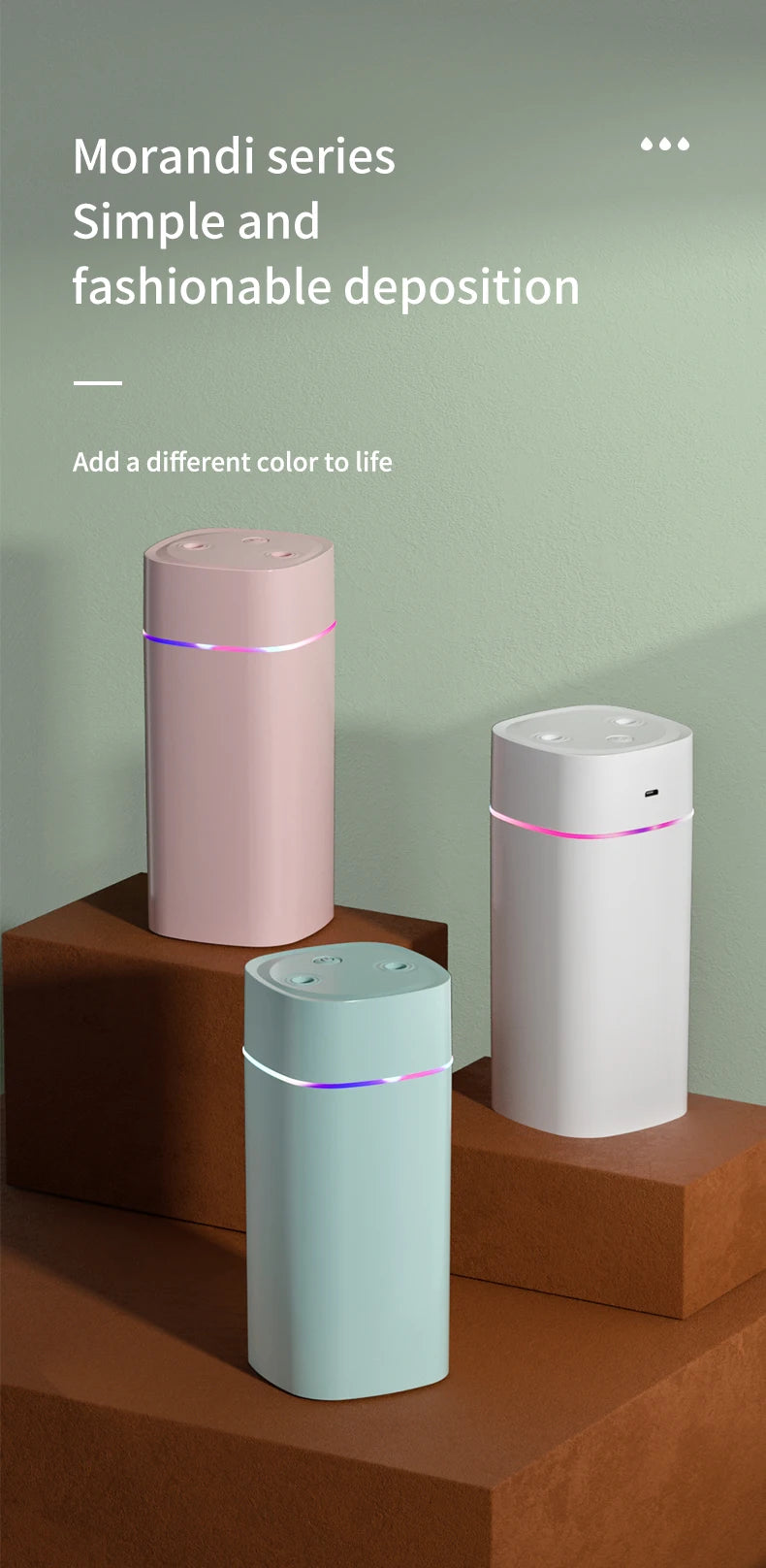 Creative Dual Nozzle Desktop Humidifier – USB, 7 Colour Ambient Light, Aromatherapy