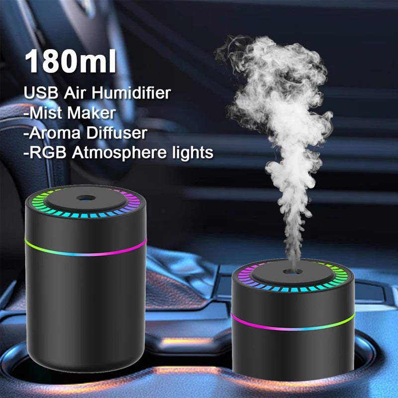 Mini USB Electric Air Humidifier & Aroma Diffuser – Essential Oil Purifier with LED Lights
