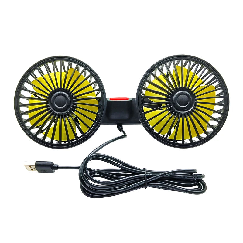 Car Seat Cooling Fan – 360° Dual Head USB