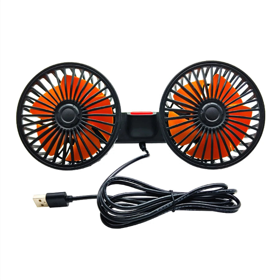 Car Seat Cooling Fan – 360° Dual Head USB