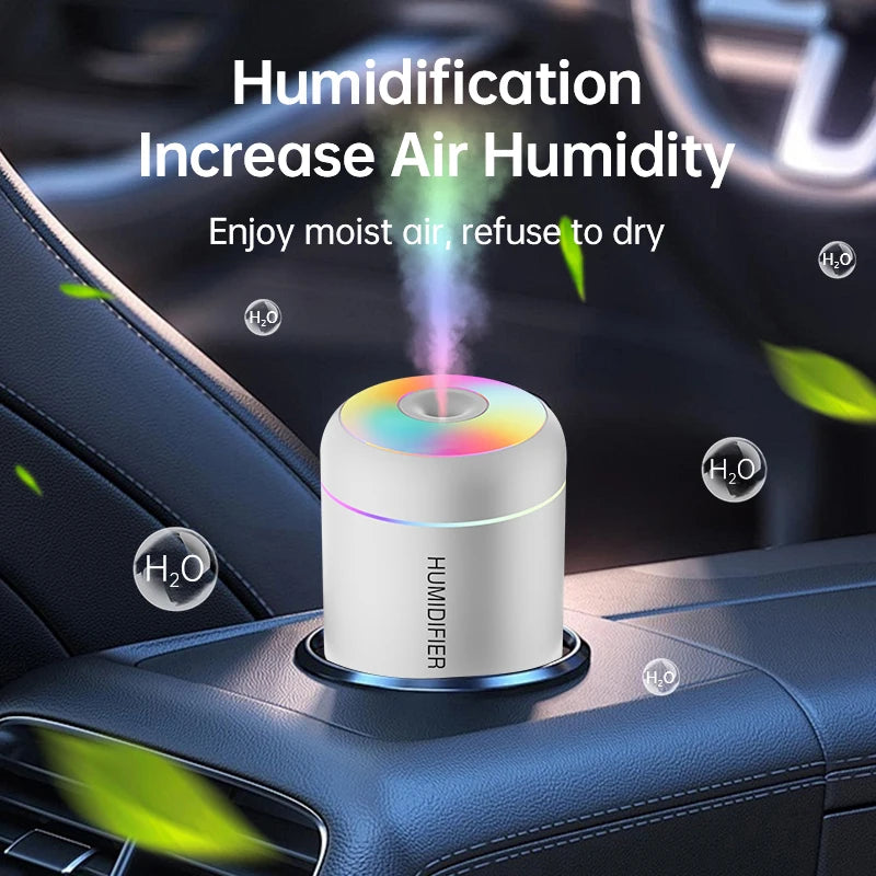 180ml Mini USB Air Humidifier & Aroma Diffuser – Essential Oil, LED Lights, for Car & Home