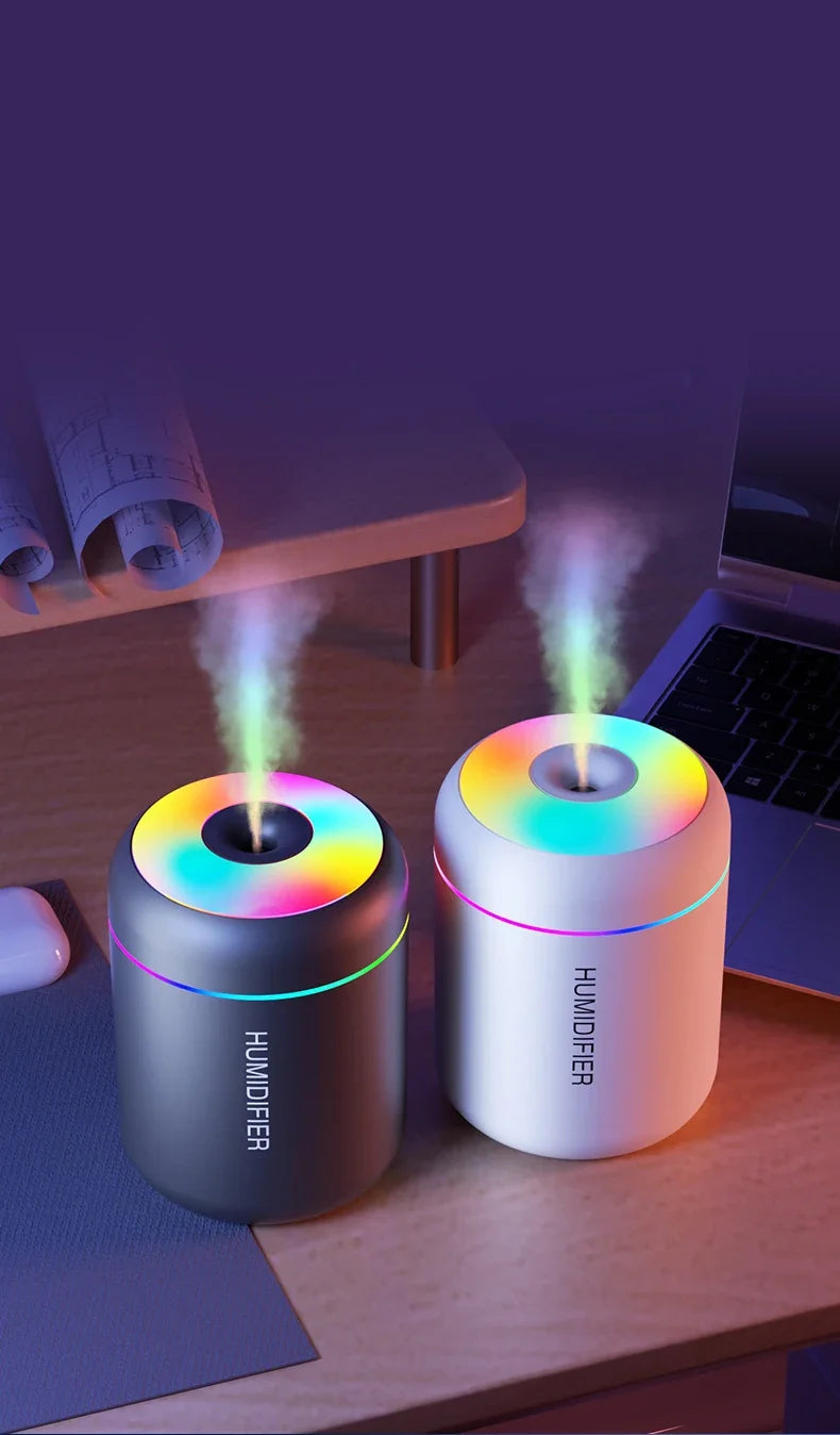 180ml Mini USB Air Humidifier & Aroma Diffuser – Essential Oil, LED Lights, for Car & Home