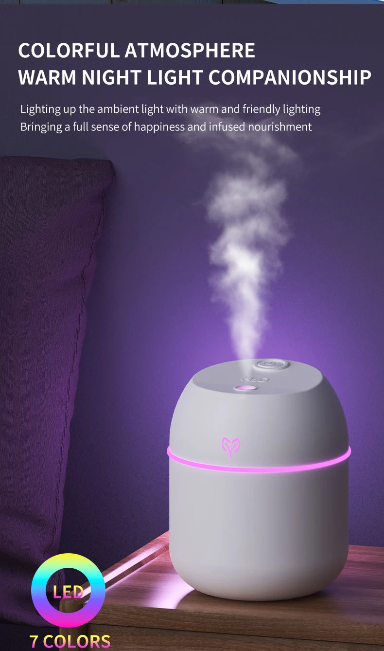 220ml USB Air Humidifier – Big Fog, Smart Desktop, Aromatherapy