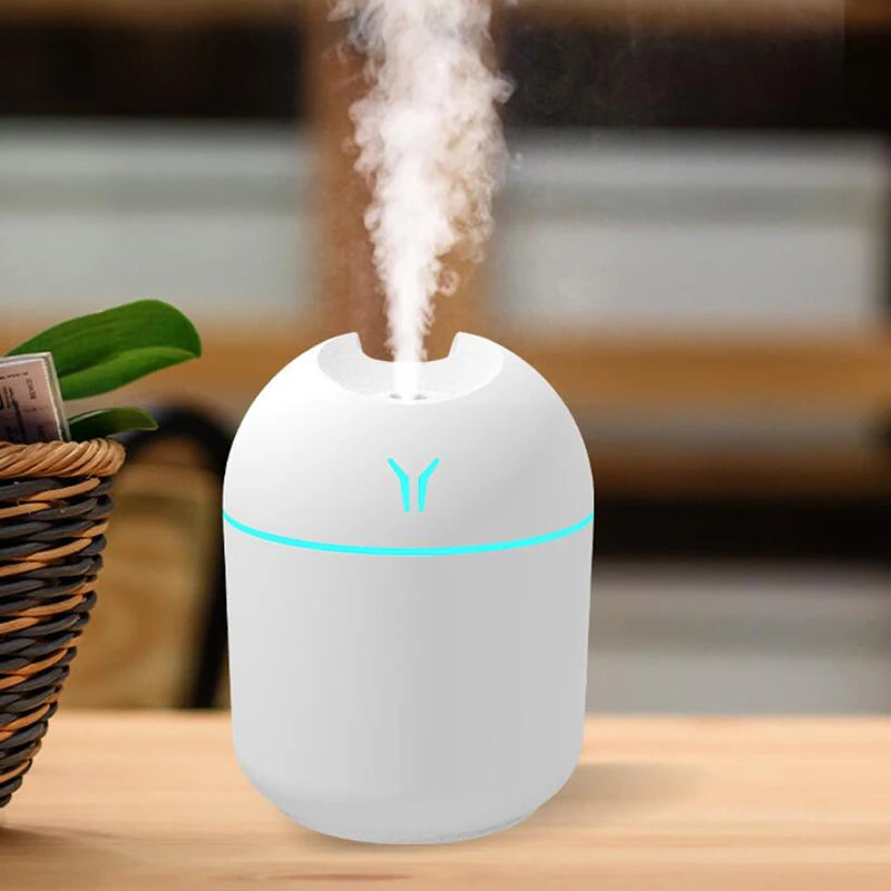 250ml USB Mini Air Humidifier & Aroma Diffuser – Ultrasonic, LED Colour Lamp, for Home & Car