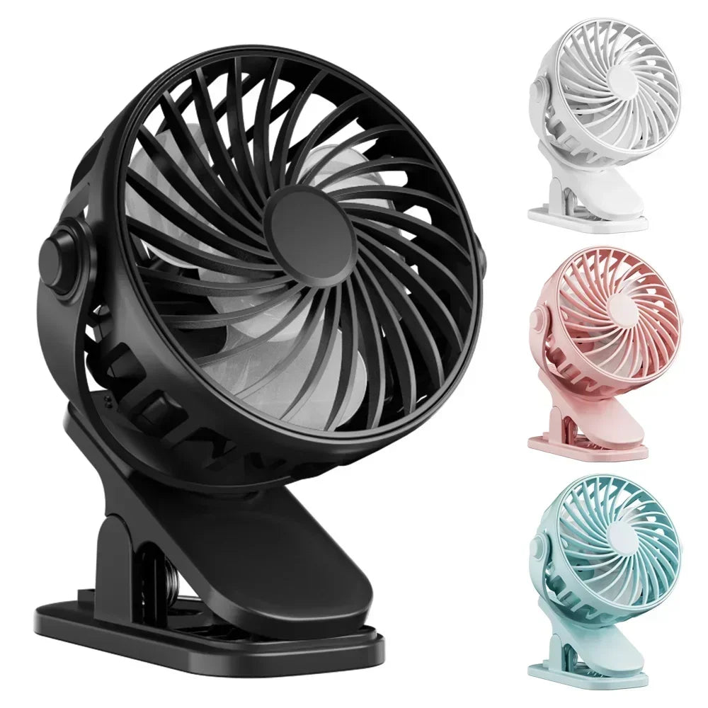 Portable Clip on Fan USB Desk Fan 3 Speeds Quiet Wind Rotate Personal Electric Fan Standing Fans For Office Student Deskto