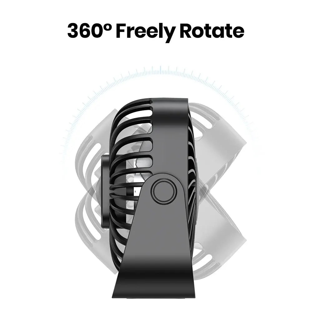 TOPK 4-Inch USB Mini Portable Fan – 3 Speeds, 360° Adjustable, for Camping & Home