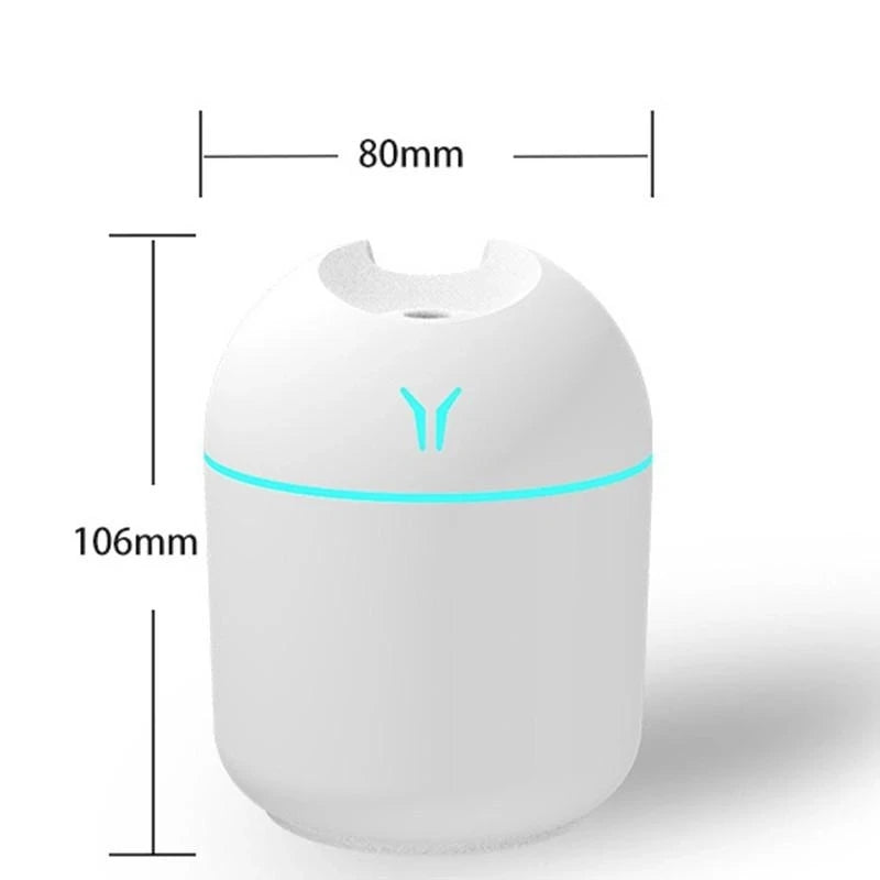 250ml USB Mini Air Humidifier & Aroma Diffuser – Ultrasonic, LED Colour Lamp, for Home & Car