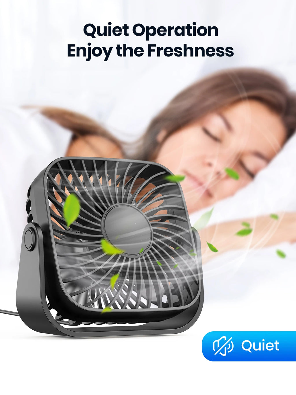 TOPK 4-Inch USB Mini Portable Fan – 3 Speeds, 360° Adjustable, for Camping & Home