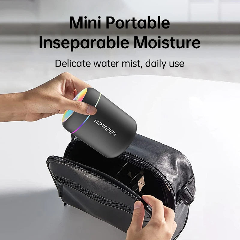 180ml Mini USB Air Humidifier & Aroma Diffuser – Essential Oil, LED Lights, for Car & Home