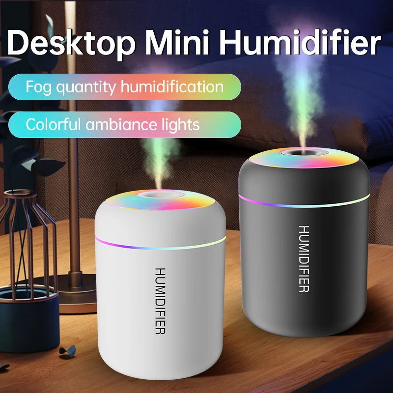 180ml Mini USB Air Humidifier & Aroma Diffuser – Essential Oil, LED Lights, for Car & Home