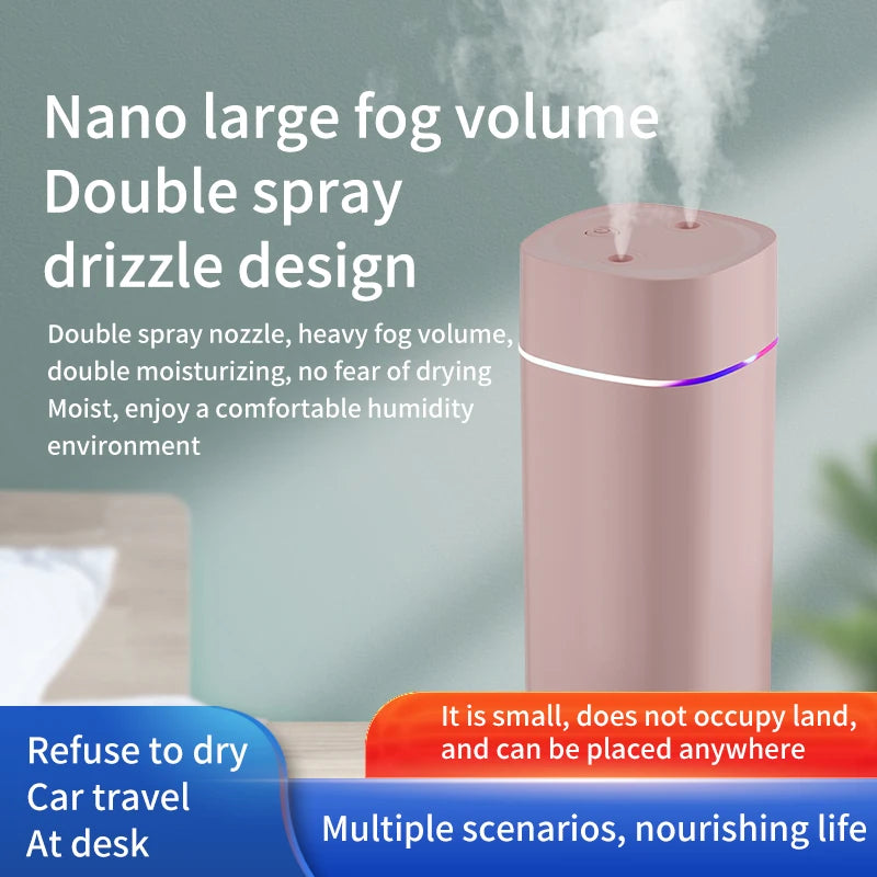 Creative Dual Nozzle Desktop Humidifier – USB, 7 Colour Ambient Light, Aromatherapy