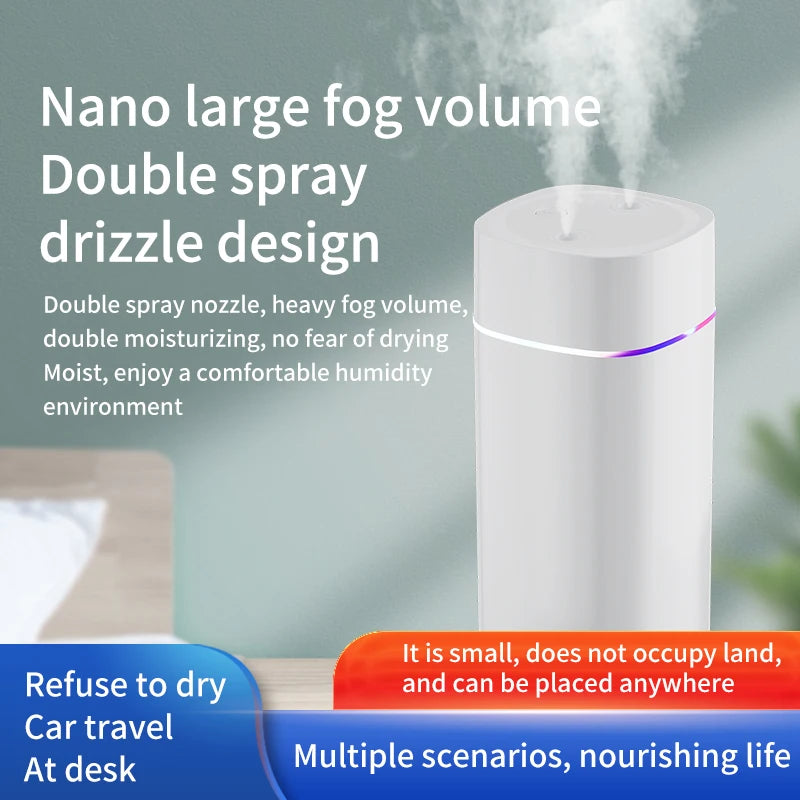 Creative Dual Nozzle Desktop Humidifier – USB, 7 Colour Ambient Light, Aromatherapy