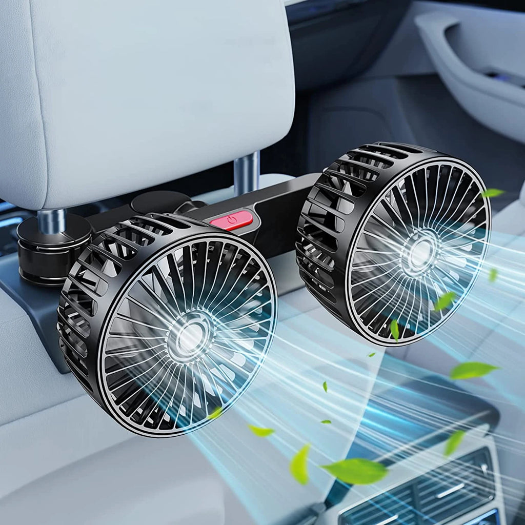 Car Seat Cooling Fan – 360° Dual Head USB