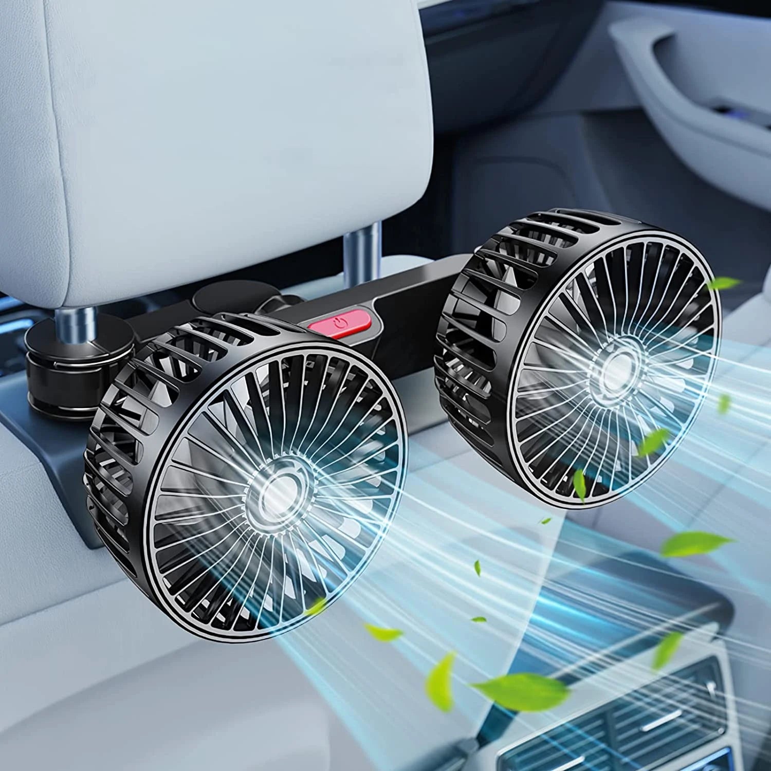 Car Seat Cooling Fan – 360° Dual Head USB