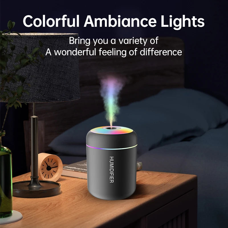 180ml Mini USB Air Humidifier & Aroma Diffuser – Essential Oil, LED Lights, for Car & Home