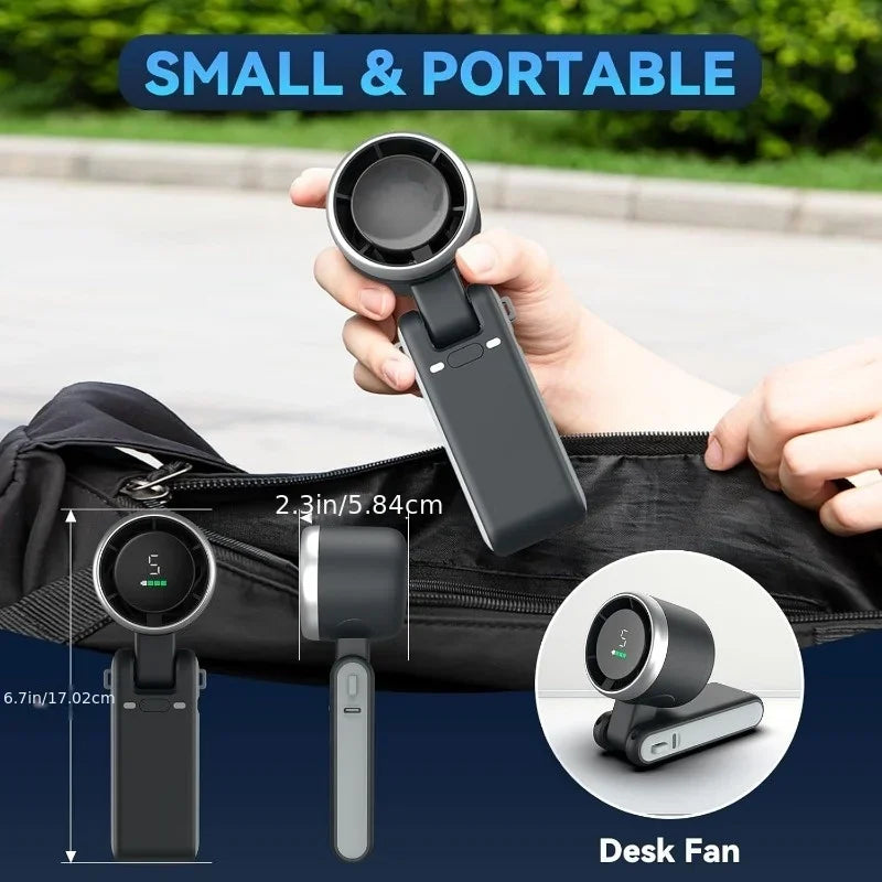 3-in-1 Rechargeable Travel Fan – 5 Speeds, 3600mAh Battery, USB Charging