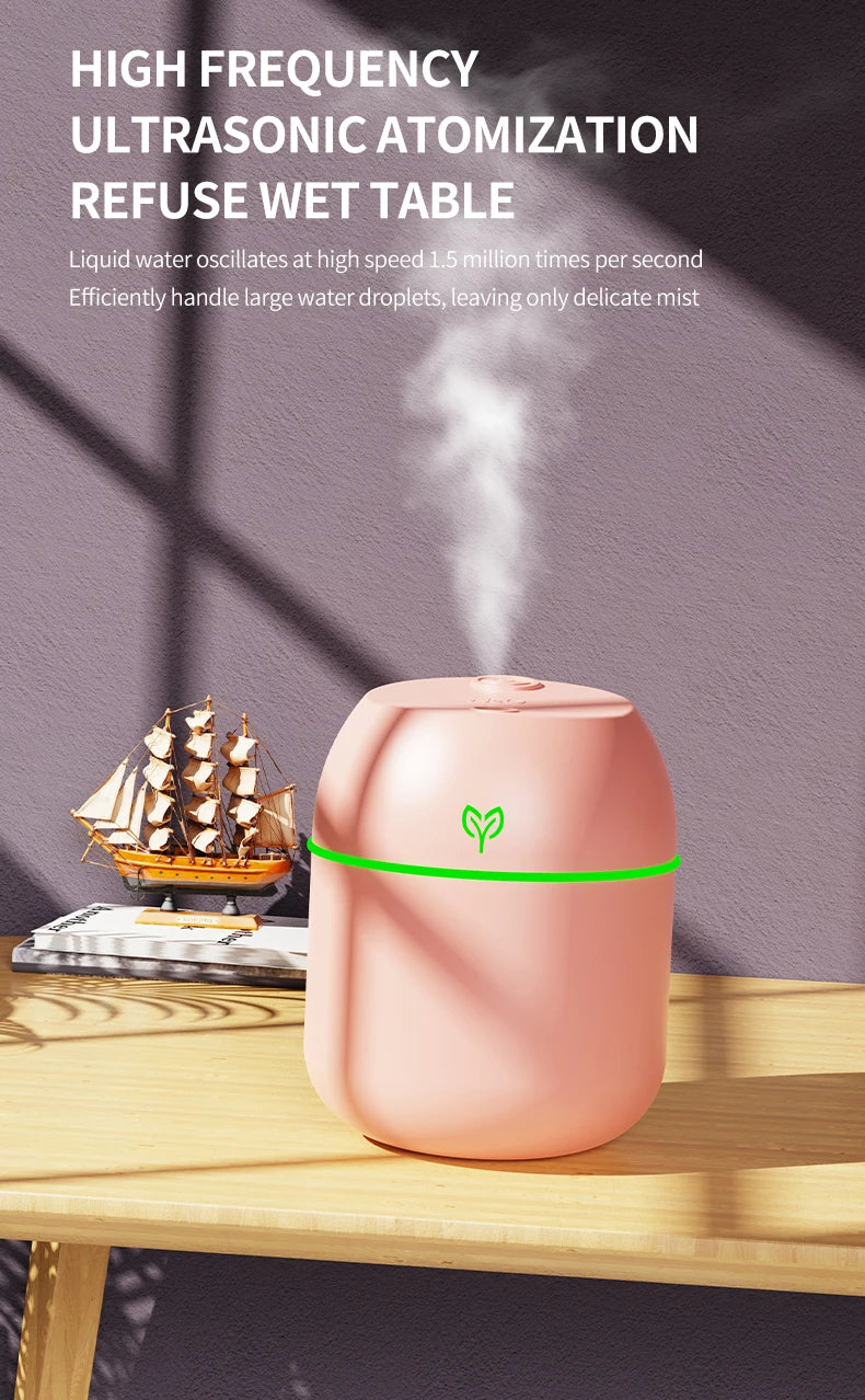 220ml USB Air Humidifier – Big Fog, Smart Desktop, Aromatherapy