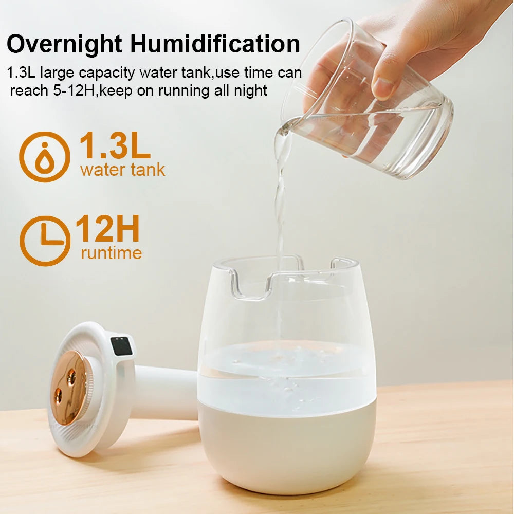 White double-spray humidifier with large water tank and cool mist