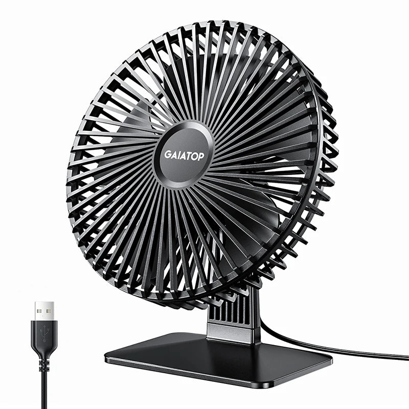 GAIATOP Portable USB Desk Fan – 90° Tilt, 3 Speeds, Ultra Quiet