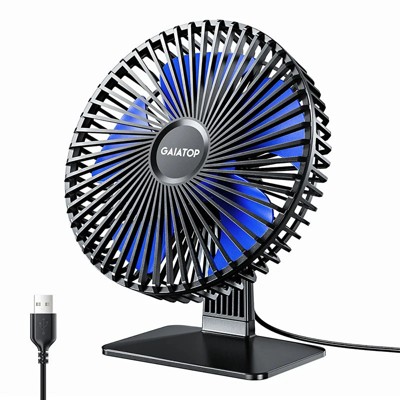 GAIATOP Portable USB Desk Fan – 90° Tilt, 3 Speeds, Ultra Quiet